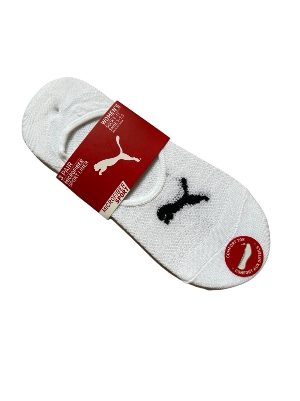 NWT 3 PAIR Puma Women's White Athletic Microfiber Sport No-Show Socks